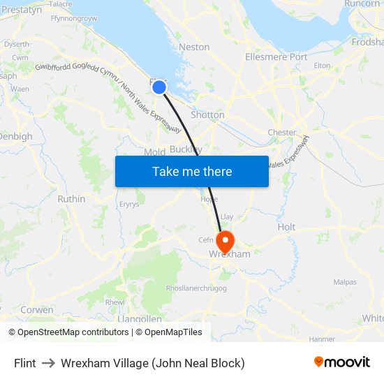 Flint to Wrexham Village (John Neal Block) map