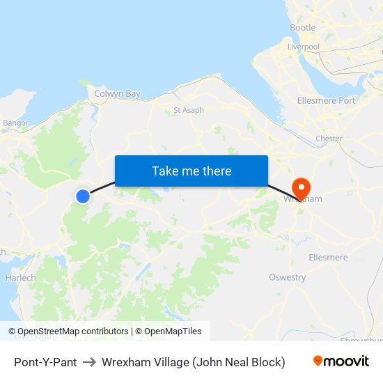 Pont-Y-Pant to Wrexham Village (John Neal Block) map