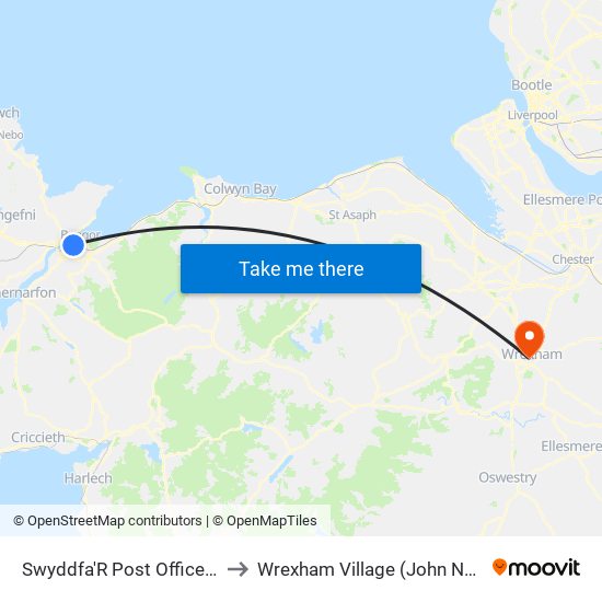 Swyddfa'R Post Office, Bangor to Wrexham Village (John Neal Block) map