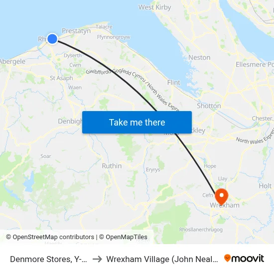 Denmore Stores, Y-Ffrith to Wrexham Village (John Neal Block) map