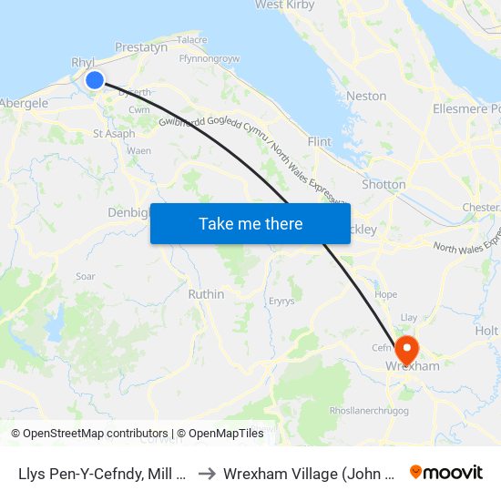 Llys Pen-Y-Cefndy, Mill Bank Road to Wrexham Village (John Neal Block) map