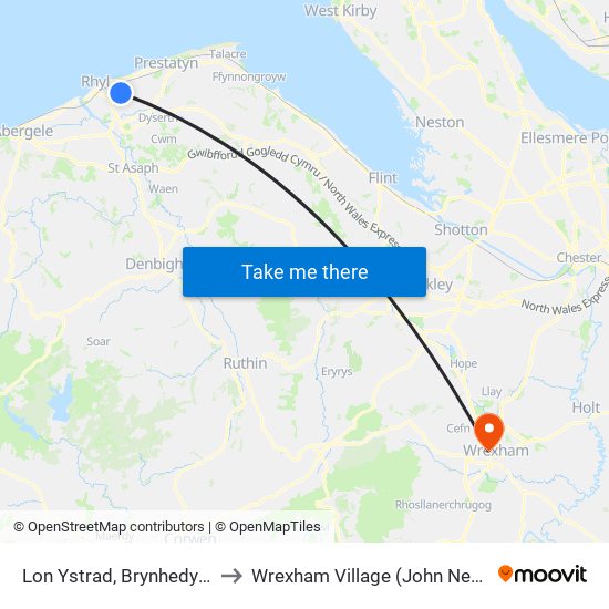 Lon Ystrad, Brynhedydd Bay to Wrexham Village (John Neal Block) map