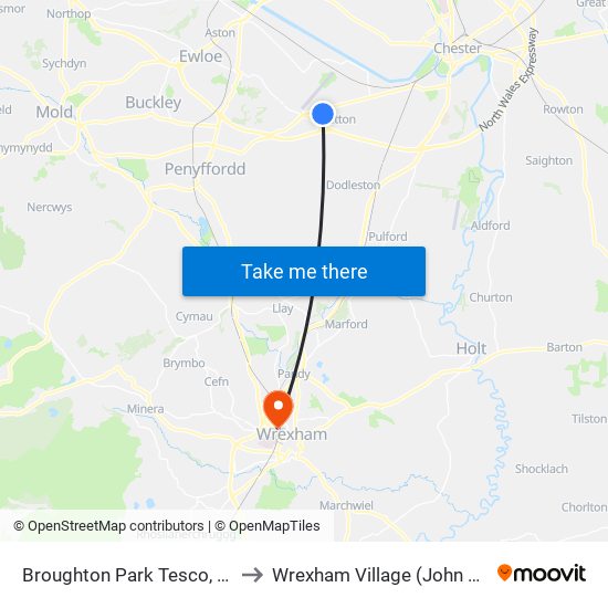 Broughton Park Tesco, Broughton to Wrexham Village (John Neal Block) map