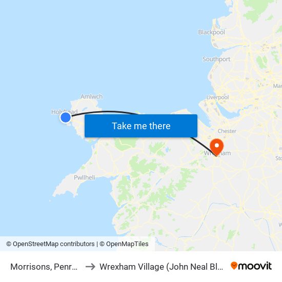 Morrisons, Penrhos to Wrexham Village (John Neal Block) map