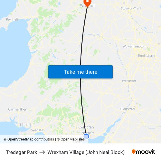 Tredegar Park to Wrexham Village (John Neal Block) map