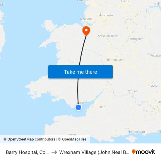 Barry Hospital, Colcot to Wrexham Village (John Neal Block) map