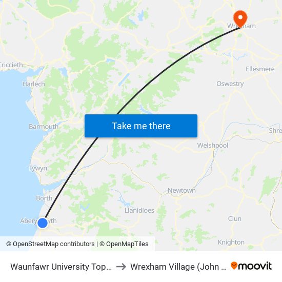 Waunfawr University Top, Waun-Fawr to Wrexham Village (John Neal Block) map