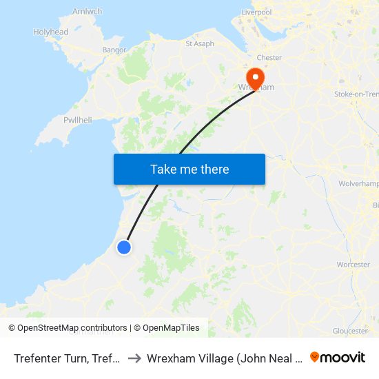 Trefenter Turn, Trefenter to Wrexham Village (John Neal Block) map