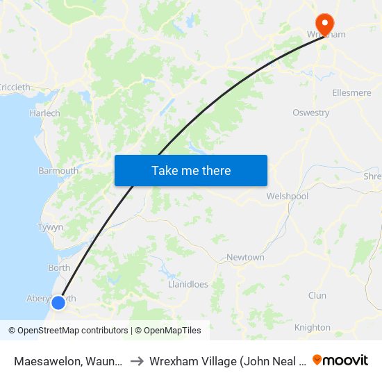 Maesawelon, Waun-Fawr to Wrexham Village (John Neal Block) map