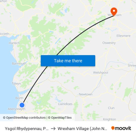 Ysgol Rhydypennau, Penygarn to Wrexham Village (John Neal Block) map