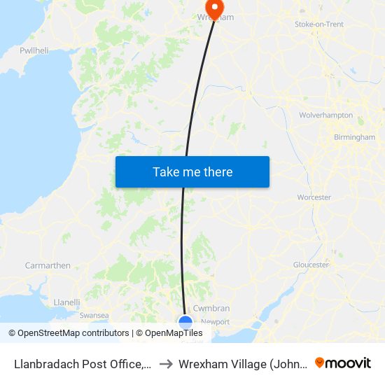 Llanbradach Post Office, Llanbradach to Wrexham Village (John Neal Block) map