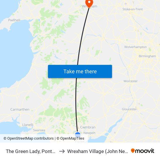 The Green Lady, Pontygwindy to Wrexham Village (John Neal Block) map