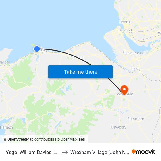 Ysgol William Davies, Llandudno to Wrexham Village (John Neal Block) map