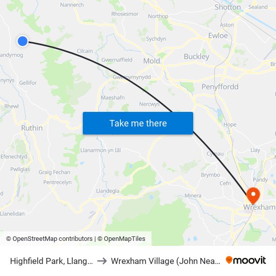 Highfield Park, Llangwyfan to Wrexham Village (John Neal Block) map