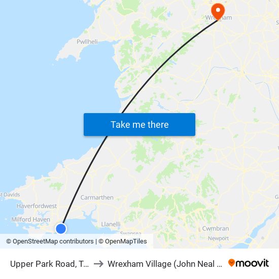 Upper Park Road, Tenby to Wrexham Village (John Neal Block) map