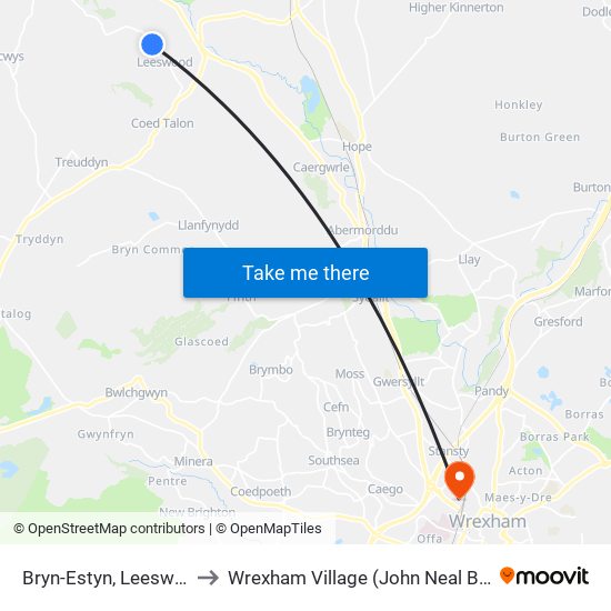 Bryn-Estyn, Leeswood to Wrexham Village (John Neal Block) map