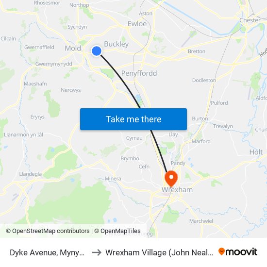 Dyke Avenue, Mynydd Isa to Wrexham Village (John Neal Block) map