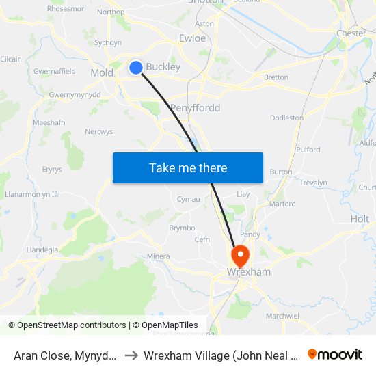 Aran Close, Mynydd Isa to Wrexham Village (John Neal Block) map