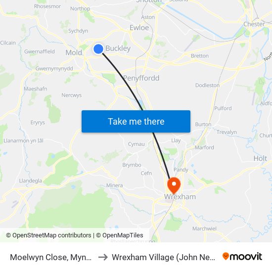 Moelwyn Close, Mynydd Isa to Wrexham Village (John Neal Block) map