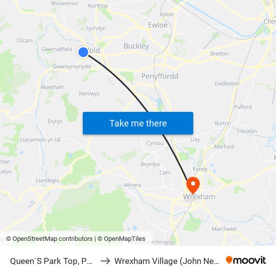 Queen`S Park Top, Pwll-Glas to Wrexham Village (John Neal Block) map