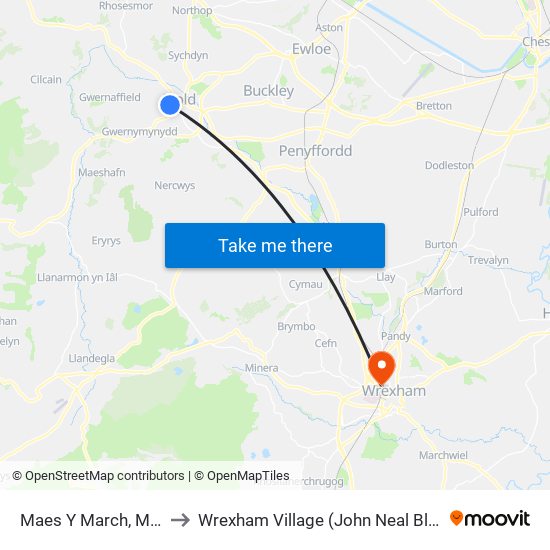 Maes Y March, Mold to Wrexham Village (John Neal Block) map