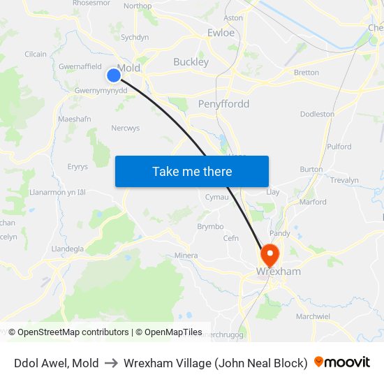 Ddol Awel, Mold to Wrexham Village (John Neal Block) map