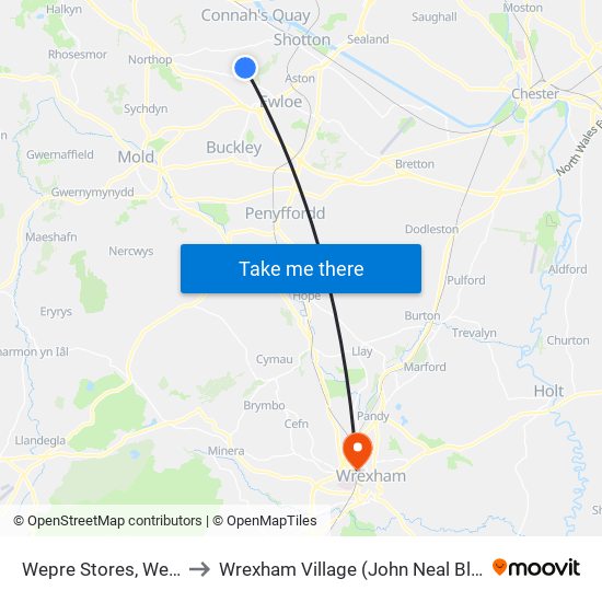 Wepre Stores, Wepre to Wrexham Village (John Neal Block) map