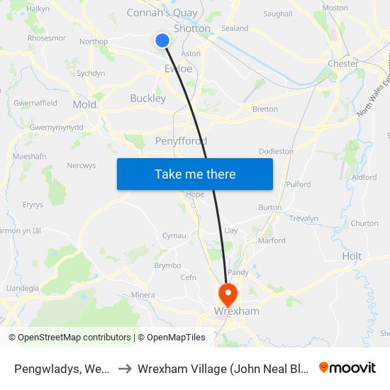 Pengwladys, Wepre to Wrexham Village (John Neal Block) map