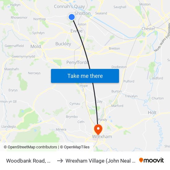 Woodbank Road, Wepre to Wrexham Village (John Neal Block) map