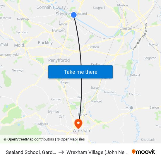 Sealand School, Garden City to Wrexham Village (John Neal Block) map