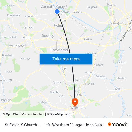 St David`S Church, Wepre to Wrexham Village (John Neal Block) map