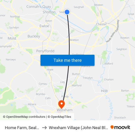 Home Farm, Sealand to Wrexham Village (John Neal Block) map