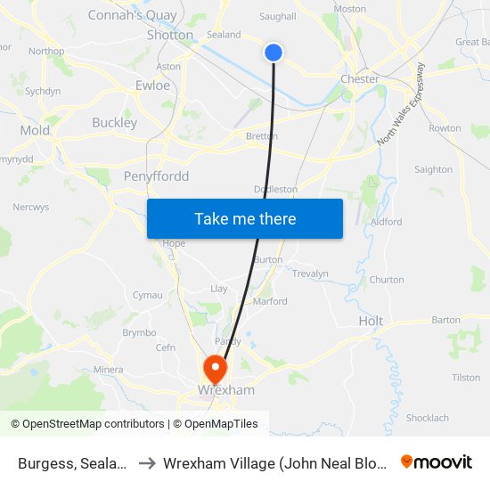 Burgess, Sealand to Wrexham Village (John Neal Block) map