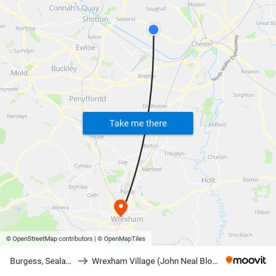 Burgess, Sealand to Wrexham Village (John Neal Block) map