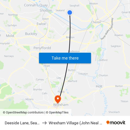 Deeside Lane, Sealand to Wrexham Village (John Neal Block) map