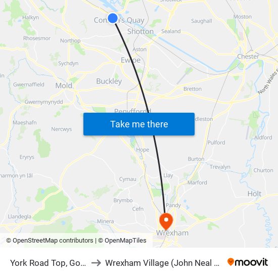 York Road Top, Golftyn to Wrexham Village (John Neal Block) map