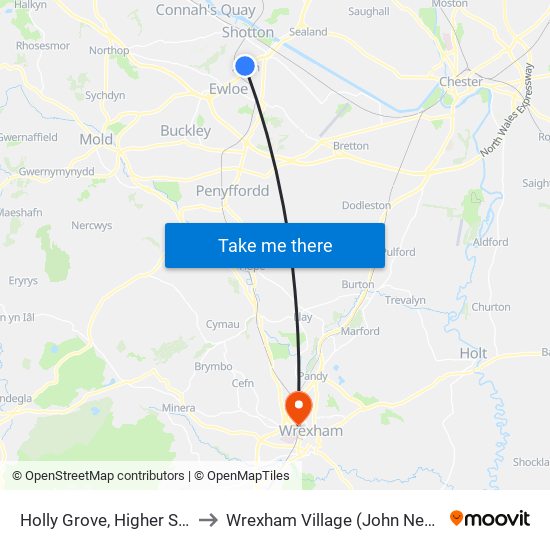 Holly Grove, Higher Shotton to Wrexham Village (John Neal Block) map