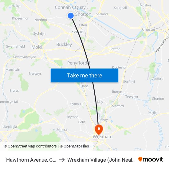 Hawthorn Avenue, Golftyn to Wrexham Village (John Neal Block) map