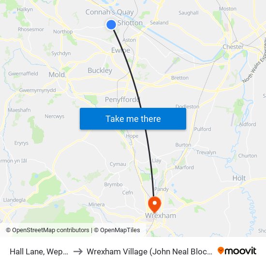 Hall Lane, Wepre to Wrexham Village (John Neal Block) map