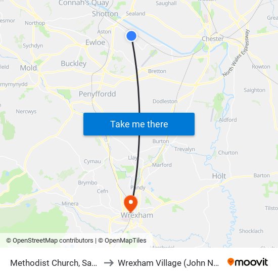 Methodist Church, Sandycroft to Wrexham Village (John Neal Block) map