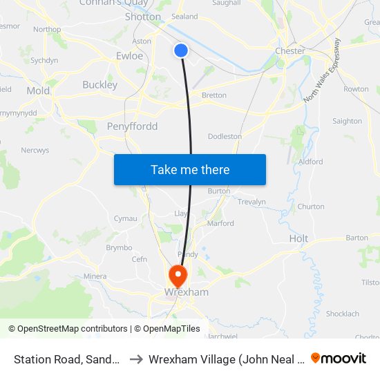 Station Road, Sandycroft to Wrexham Village (John Neal Block) map