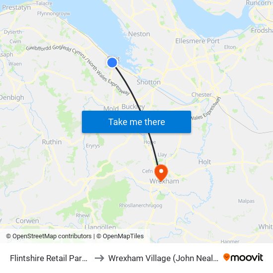 Flintshire Retail Park, Flint to Wrexham Village (John Neal Block) map