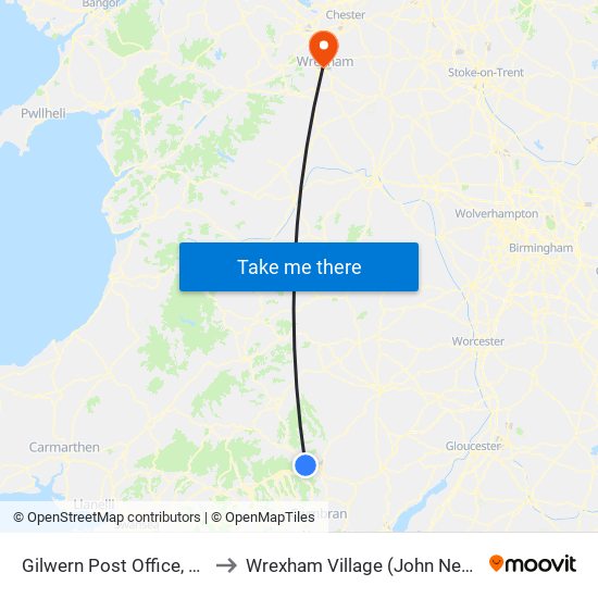 Gilwern Post Office, Gilwern to Wrexham Village (John Neal Block) map