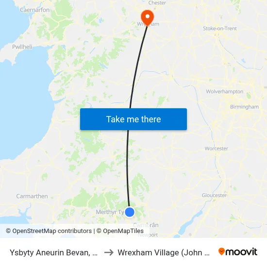 Ysbyty Aneurin Bevan, Ebbw Vale to Wrexham Village (John Neal Block) map