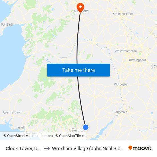 Clock Tower, Usk to Wrexham Village (John Neal Block) map