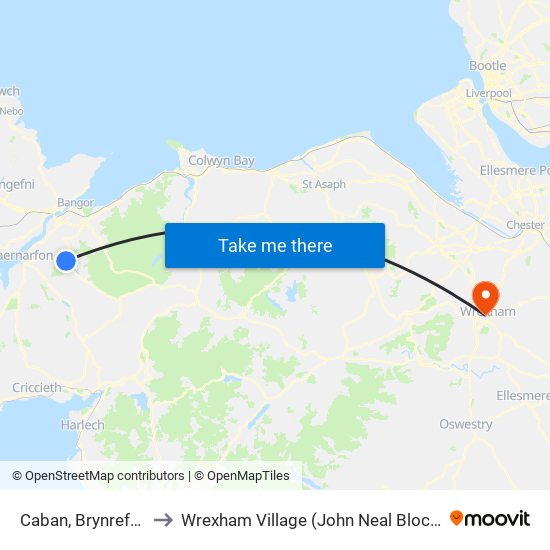Caban, Brynrefail to Wrexham Village (John Neal Block) map