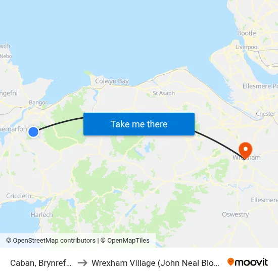 Caban, Brynrefail to Wrexham Village (John Neal Block) map