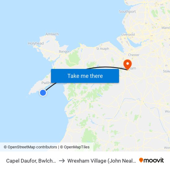 Capel Daufor, Bwlchtocyn to Wrexham Village (John Neal Block) map