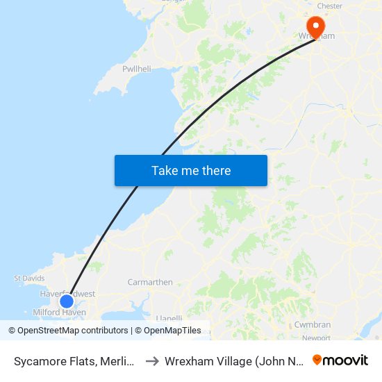 Sycamore Flats, Merlins Bridge to Wrexham Village (John Neal Block) map