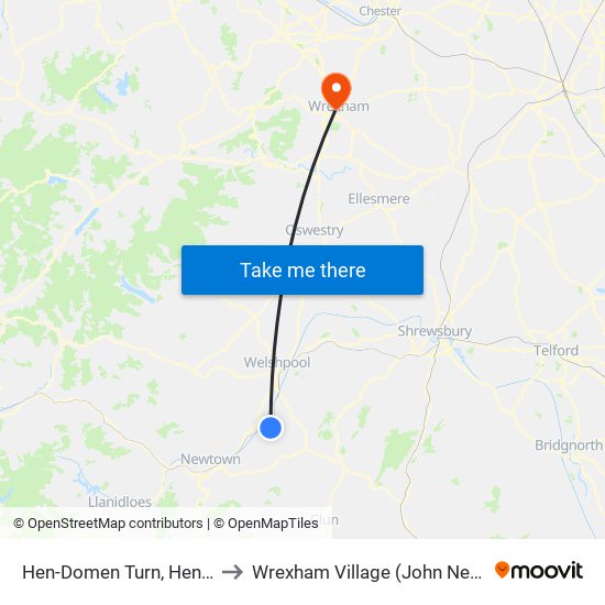 Hen-Domen Turn, Hendomen to Wrexham Village (John Neal Block) map